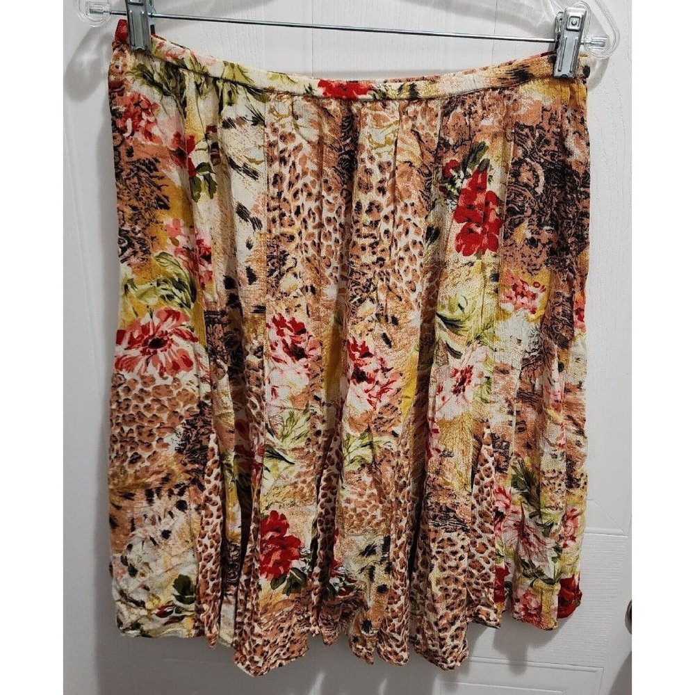 BILA Women's Skirt‎ Pull On Stretch Floral/Animal Print 100% Rayon Size Medium
